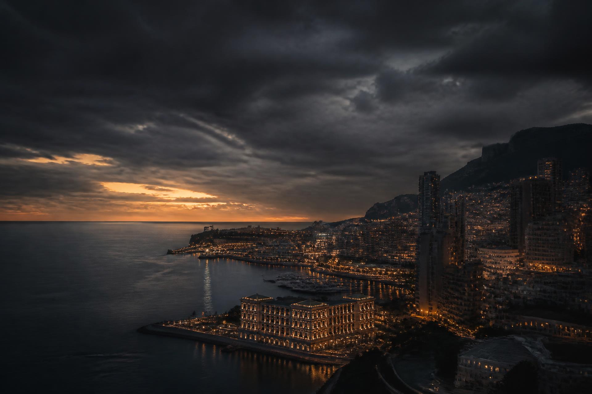 Monaco skyline at dusk